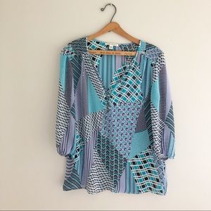 Banana Republic Blue Geometric Print Blouse M